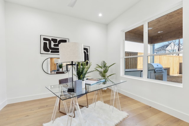 office area with hardwood / wood-style flooring