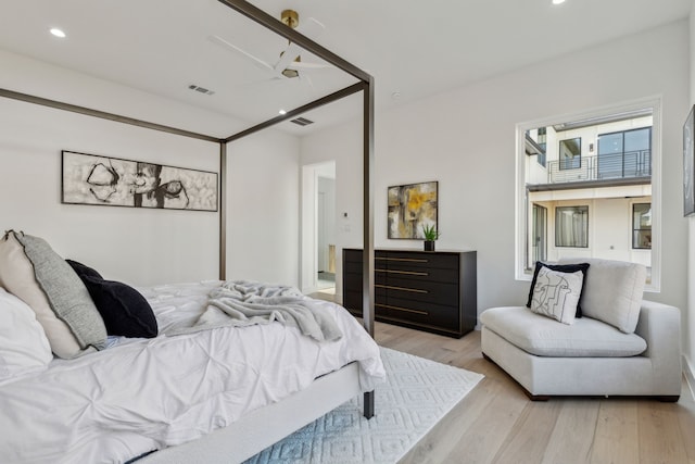 bedroom featuring light wood-type flooring