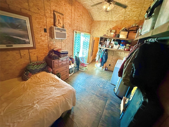 bedroom featuring vaulted ceiling