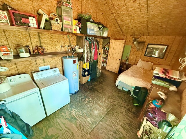 laundry area featuring independent washer and dryer and water heater