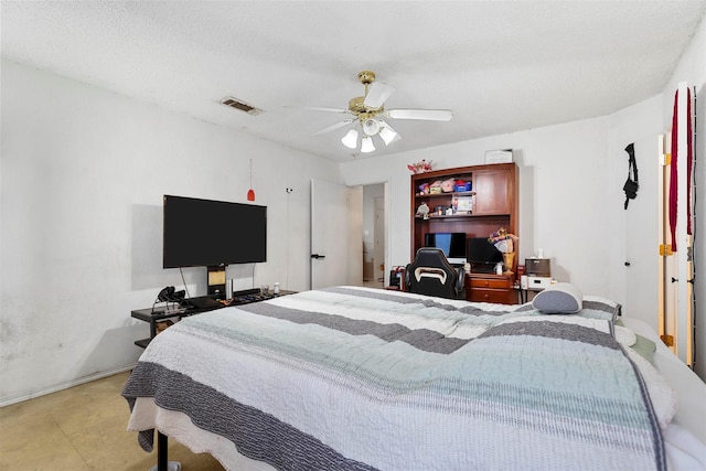 bedroom featuring ceiling fan