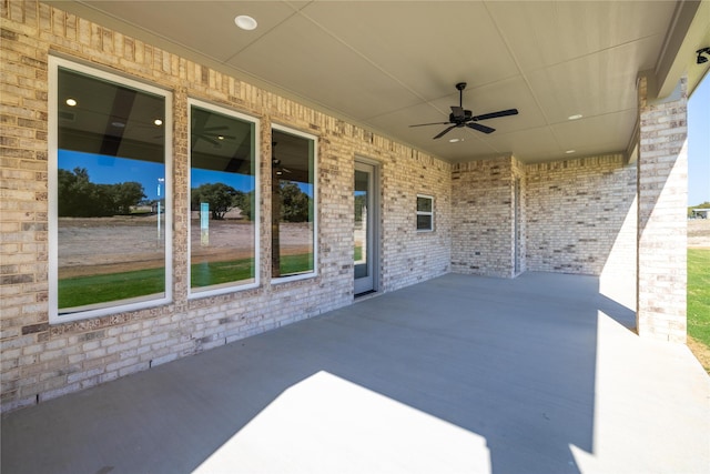 view of patio with ceiling fan