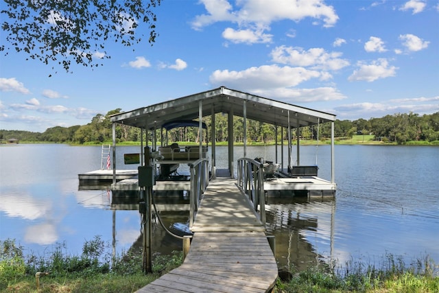 dock area featuring a water view