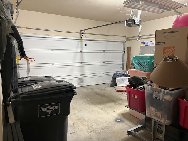 garage with a garage door opener