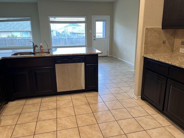 14125 Rabbit Brush Ln, Fort Worth, TX 76052 - kitchen with dishwasher, a sink, plenty of natural light, and light tile patterned floors