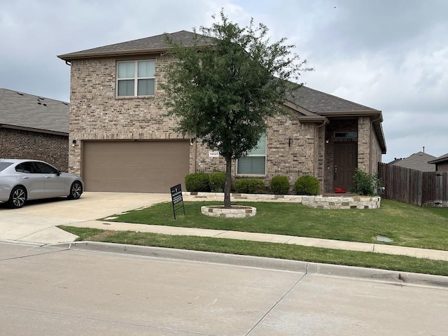 14125 Rabbit Brush Ln, Fort Worth, TX 76052 - view of front of house with an attached garage, concrete driveway, brick siding, and roof with shingles