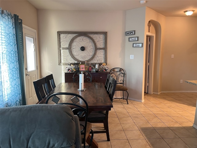 view of tiled dining space