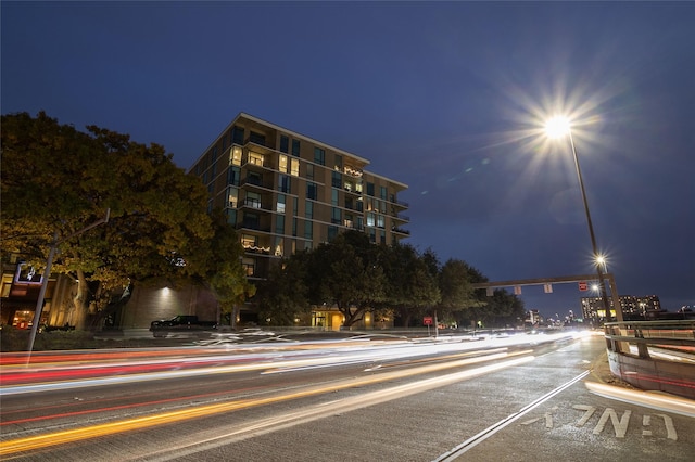 view of property at night