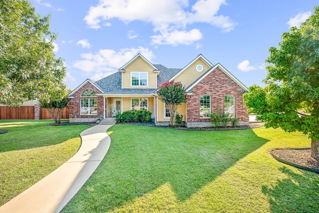 view of front of home with a front yard