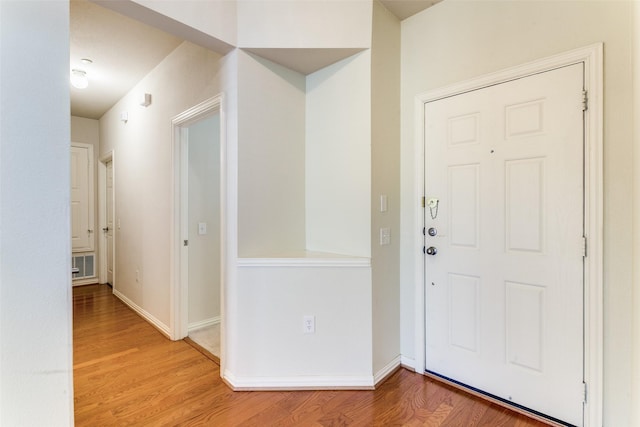 foyer entrance featuring light wood-type flooring