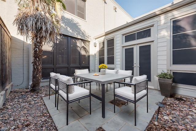 view of patio featuring french doors and outdoor lounge area