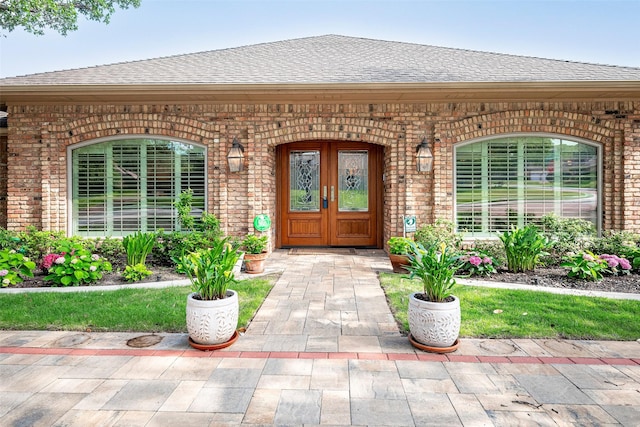 property entrance with french doors