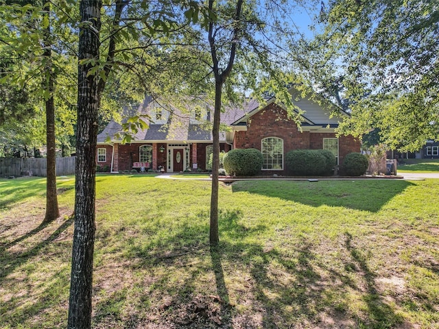 view of front of home featuring a front lawn