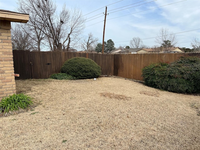 view of yard featuring a fenced backyard