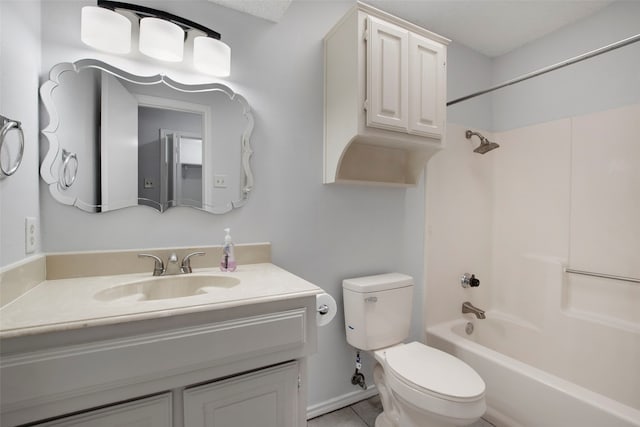 full bathroom featuring vanity, shower / bathtub combination, and toilet