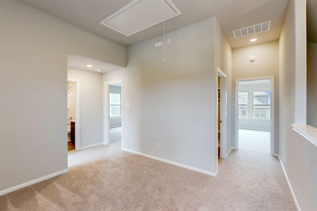 714 Gentle Bird Dr, Lavon, TX 75166 - corridor featuring attic access, carpet, baseboards, and recessed lighting