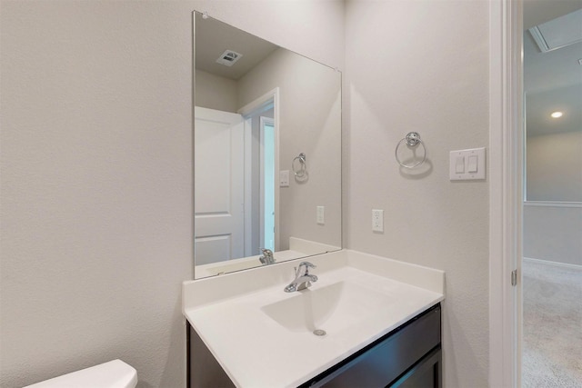 714 Gentle Bird Dr, Lavon, TX 75166 - half bathroom featuring vanity, toilet, and visible vents
