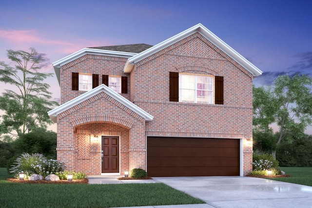 714 Gentle Bird Dr, Lavon, TX 75166 - view of front of property with brick siding, driveway, and a garage