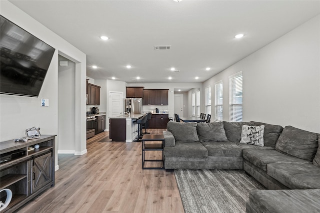 living room featuring light hardwood / wood-style flooring