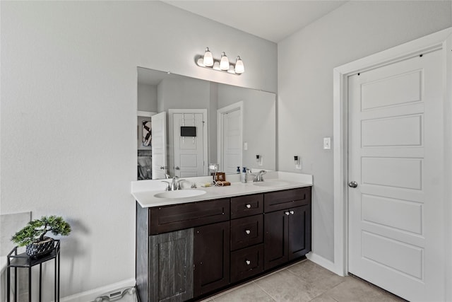 bathroom featuring tile patterned flooring and vanity