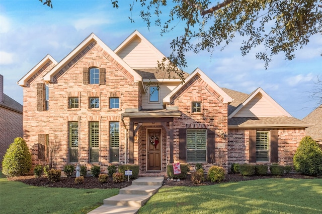 view of front of property with a front lawn