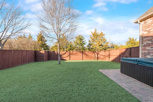 view of yard featuring a hot tub