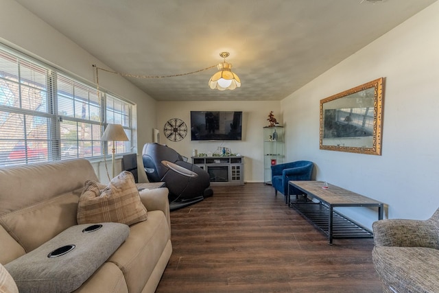 living room with wood-type flooring