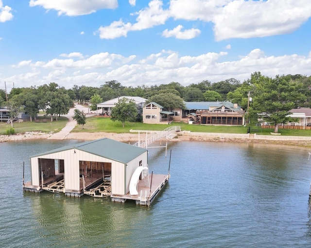 view of dock featuring a water view