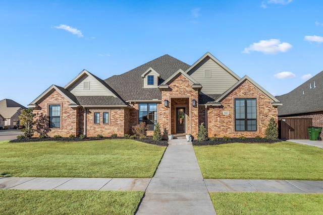 craftsman house with a front lawn