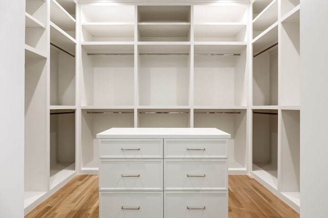 spacious closet featuring light wood finished floors