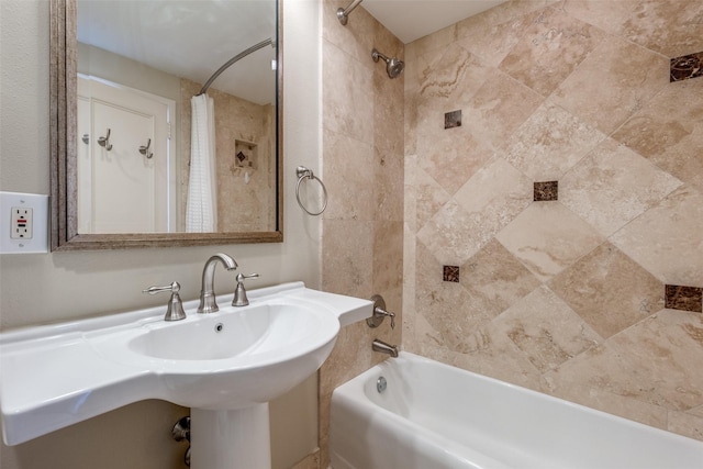 bathroom featuring shower / bath combination with curtain