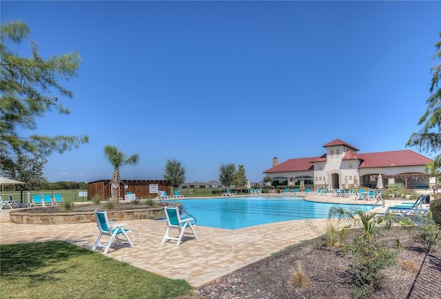 view of pool with a patio