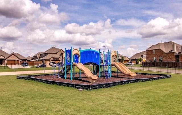 view of play area featuring a yard