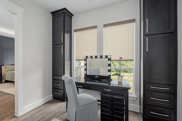 office space featuring dark hardwood / wood-style flooring