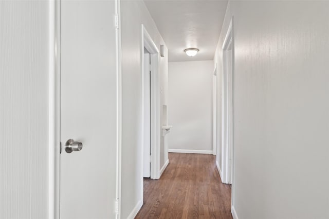 hallway with hardwood / wood-style floors