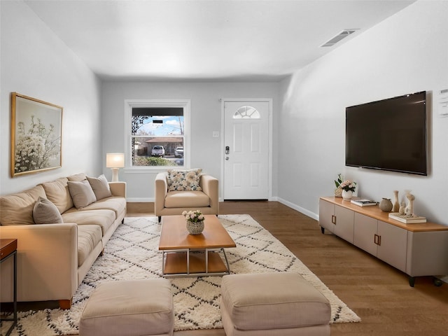 living room featuring light hardwood / wood-style floors