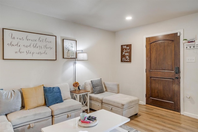 living room with light hardwood / wood-style flooring