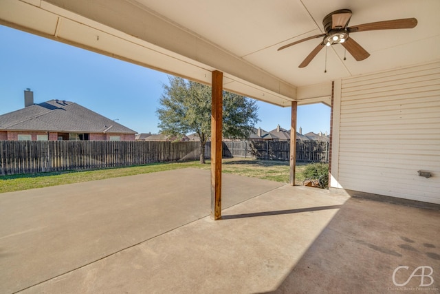 view of patio / terrace featuring ceiling fan