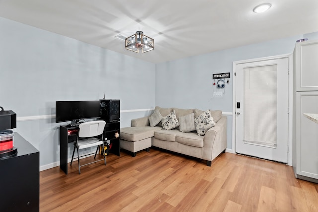 living room featuring light wood-type flooring