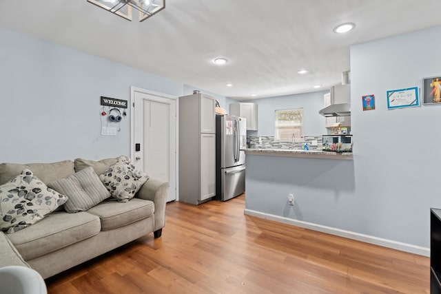 living room featuring light hardwood / wood-style floors