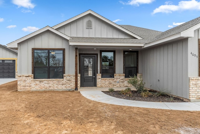 exterior space with a garage