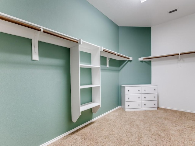 walk in closet with carpet floors