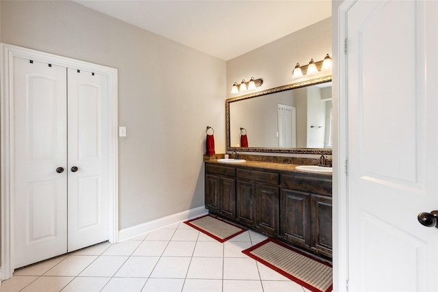 bathroom with vanity and tile patterned flooring