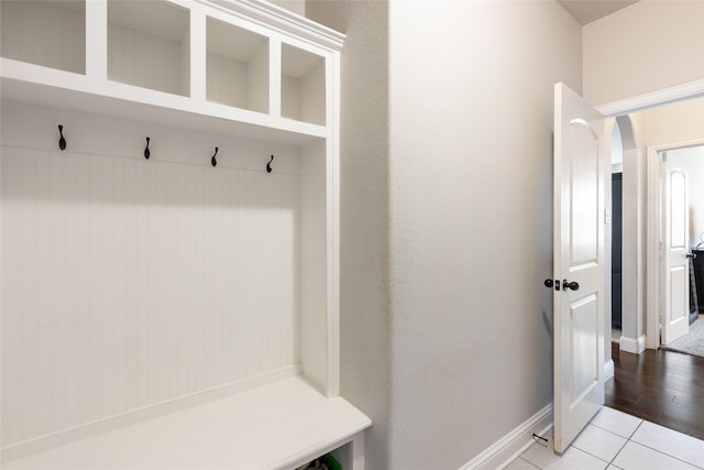 mudroom featuring light tile patterned flooring