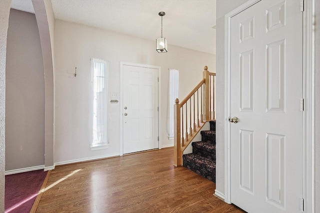 foyer entrance featuring dark wood-type flooring