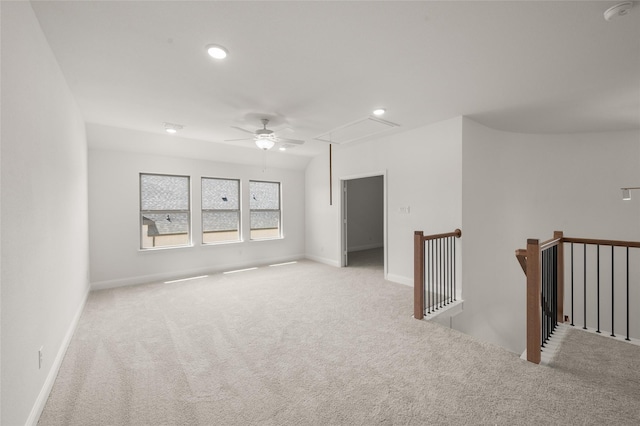 2301 Hawk Meadow Ct, Mansfield, TX 76063 - unfurnished room with attic access, carpet floors, a smoke detector, ceiling fan, and recessed lighting