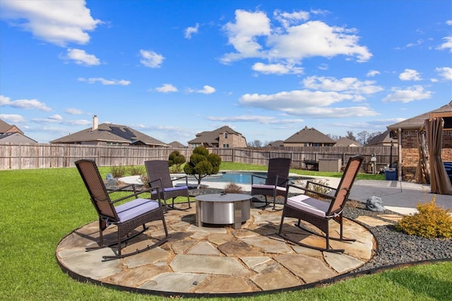 view of patio with an outdoor fire pit