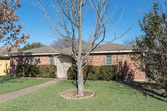 ranch-style home featuring a front lawn