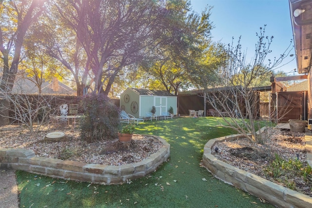 view of yard with a shed