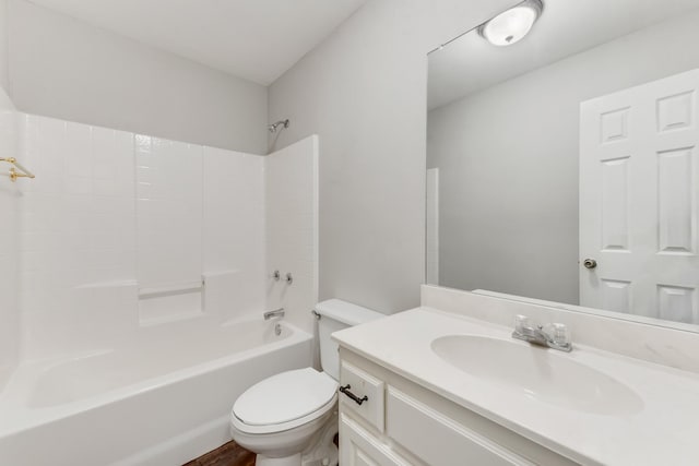 full bathroom with vanity, toilet, and shower / bathing tub combination